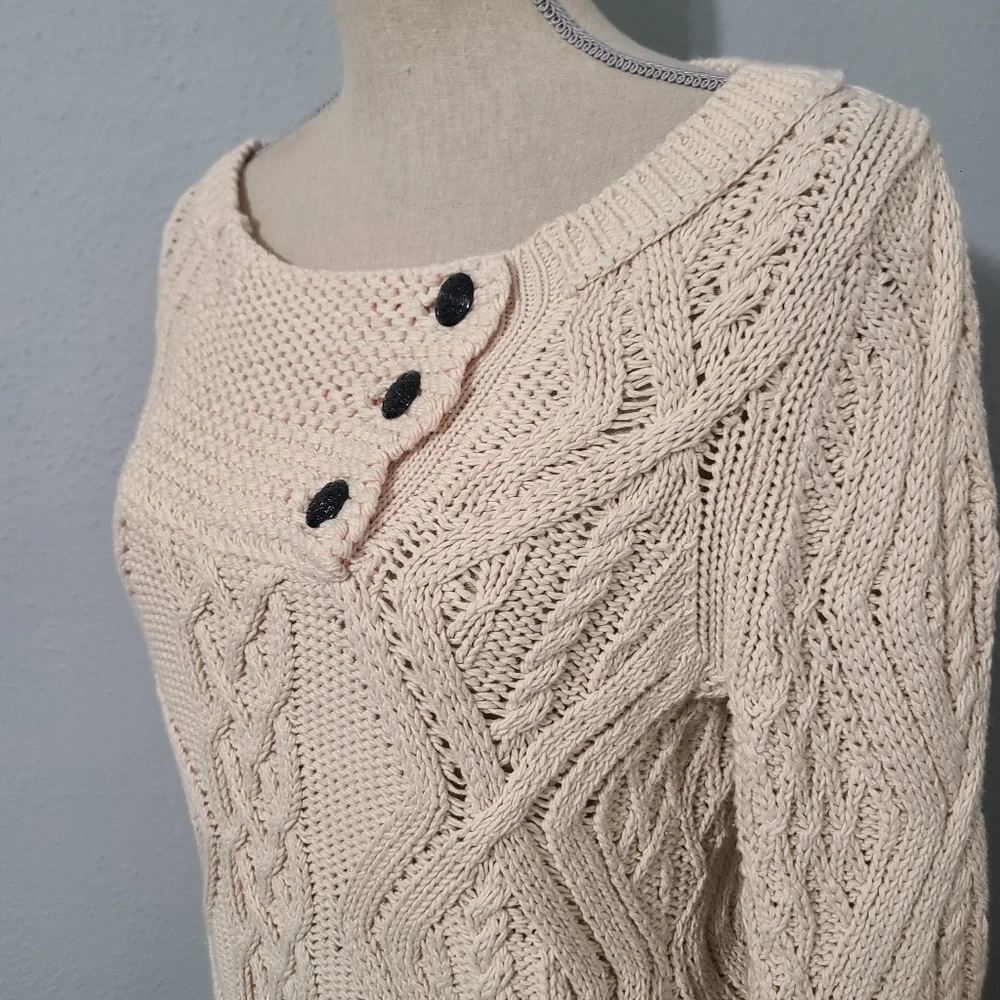 J Crew Cable Knit‎ Heavy Weight Fisherman Sweater Size XS